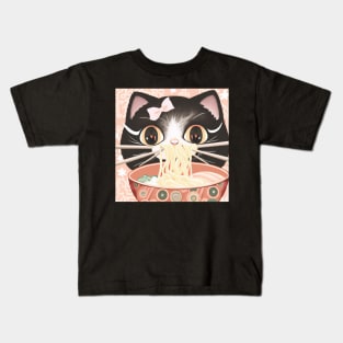 Kwaii Ramen Cat Kids T-Shirt